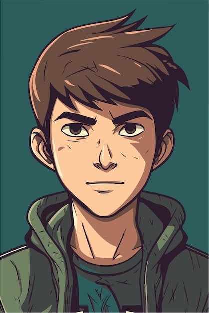 A series of headshots showcases the evolution of Shonen Jump character designs: starting from simple, round faces with basic expressions in the 1970s, moving to more angular features and detailed hair in the 1990s, and culminating in highly intricate designs with diverse accessories and dynamic expressions in the 2010s.