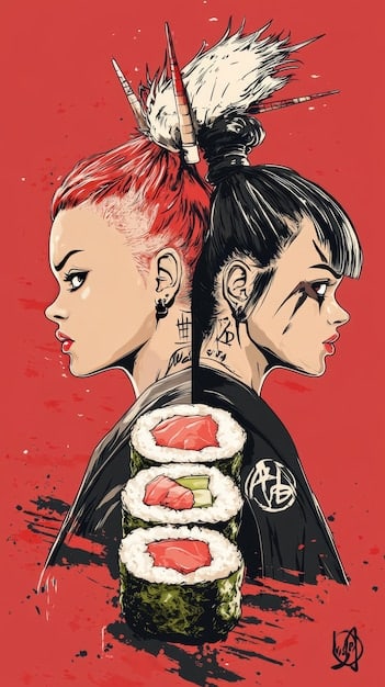 A detailed comparison image showing two different styles of manga art - one featuring a more traditional, detailed approach with intricate backgrounds, and the other showcasing a modern, minimalist style with clean lines and simplified designs.