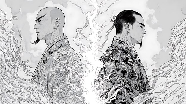 A split image showcasing two contrasting manga styles. On one side, a traditional Japanese manga panel with intricate linework and detailed backgrounds; on the other side, a modern manga panel with simpler designs and vibrant colors.