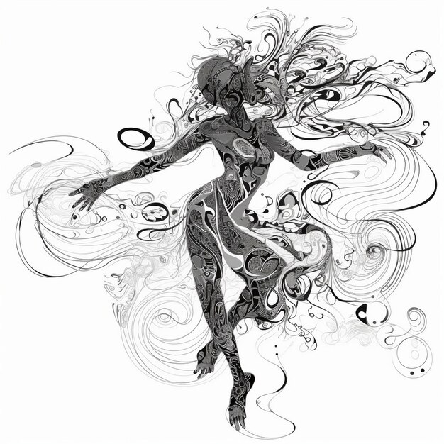 A detailed panel from a manga, showcasing the intricate linework and dynamic action sequence. The characters are expressive, with detailed facial features and flowing movements.