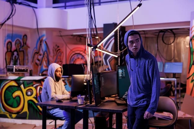 A diverse group of voice actors in a modern US-based recording studio, collaborating on a shonen anime dubbing project. The studio is equipped with high-tech microphones and soundproofing.