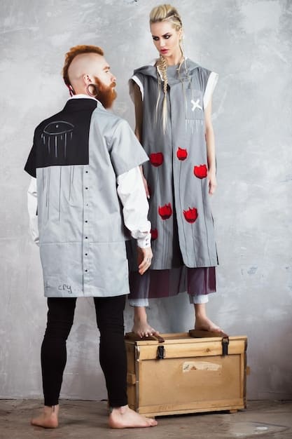 A split-screen image showing a cosplayer holding up a thrift store garment on one side and a reference image of the corresponding Shonen anime character's outfit on the other. Arrows and annotations highlight the alterations and customizations made to transform the thrift store item into a cosplay piece.