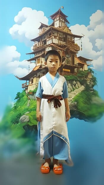 A split image: on one side, Naruto as a child, isolated and ostracized; on the other side, Naruto as the Hokage, surrounded by his friends and respected by the village.