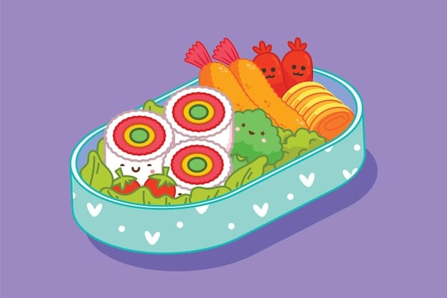 A diet plan inspired by various Shonen characters: large bowl of food (Goku), Bento box with diverse nutrients (Naruto), Meat on a bone (Luffy), protein shake with a muscular anime character on the bottle. Layout is clean and informative.