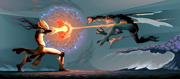A panel from a shonen manga showcasing a character unleashing a powerful special attack, energy swirling around their body and hands with a determined expression on their face, while their opponent braces for impact with wide eyes and a desperate stance indicating the imminent clash of power.