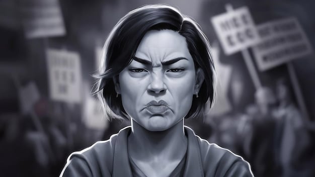 A close-up shot of a J-drama character with a determined expression on their face. The background is blurred, focusing attention on the character's emotions and inner strength.