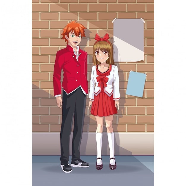 A side-by-side comparison of a scene from a J-drama featuring characters in school uniforms and a group of US teenagers emulating the same style with their own outfits and accessories.