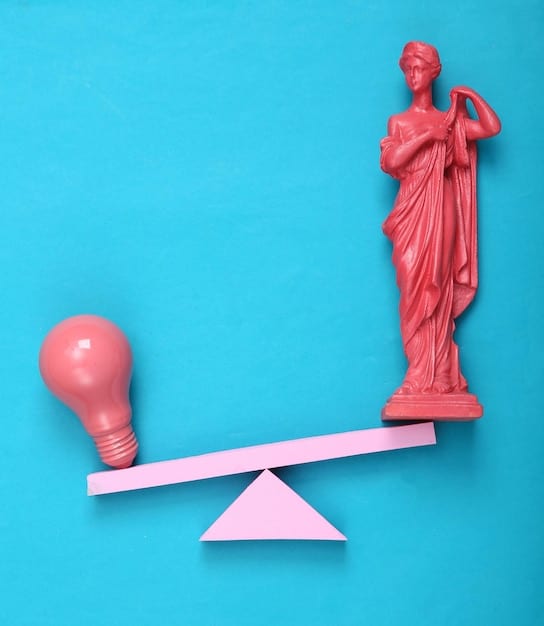 A conceptual image showing a scales of justice with a speech bubble on one side and a shield on the other, representing the balance between free speech and content moderation. The background shows a network of interconnected users engaging with content.