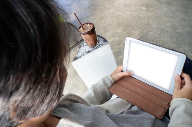 A person watching an interactive movie on a tablet with different choices branching out on the screen. The setting is a cozy living room, emphasizing the personal and engaging nature of interactive streaming.