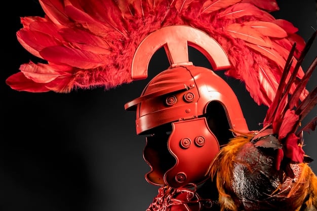 A close-up of a finished cosplay prop, like a helmet, showcasing a blend of realistic metal textures and weathering effects. The image highlights how different techniques, such as washes, dry brushing, and rust application, have been combined to create a convincingly aged and battle-worn appearance.